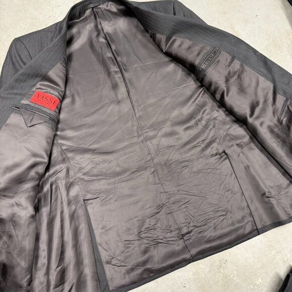 VASSI Couture Suit 2pc Super 130s Made in Italy Grey 52R 46x30 - Picture 7 of 13